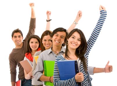 Group of excited students unaware of an imminent clown attack.